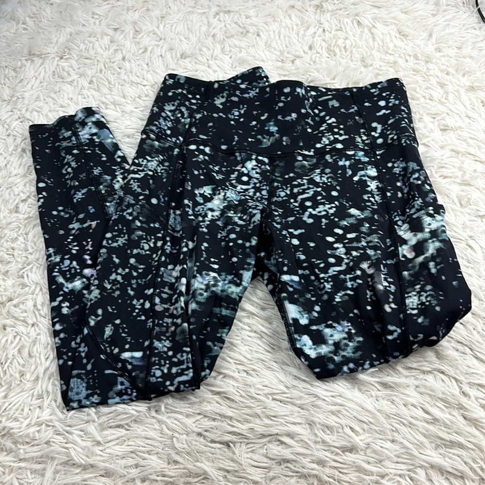 Lululemon Fast & Free 7/8 Tight II *Nulux 25" Pixel Haze Multi Black